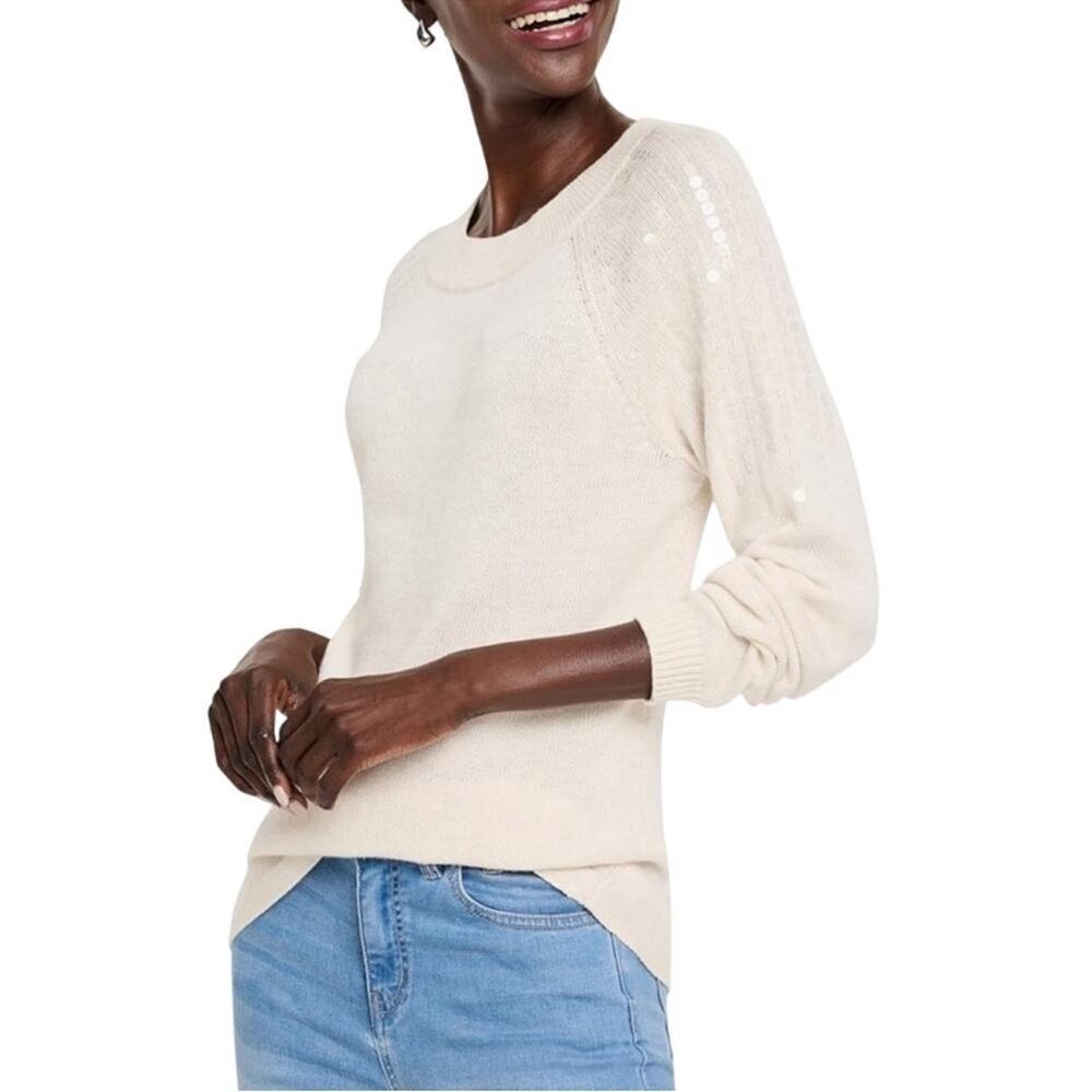 NIC + ZOE Subtle Shine Knit Round Neck Long Sleeve Sweater in Classic Cream
PP15